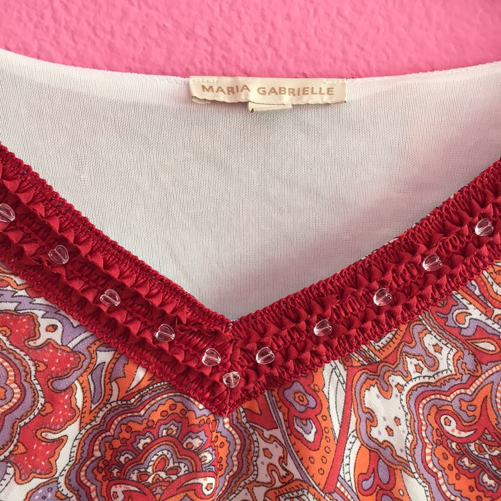 Maria Gabrielle paisley long sleeve blouse 3X - Picture 3 of 11